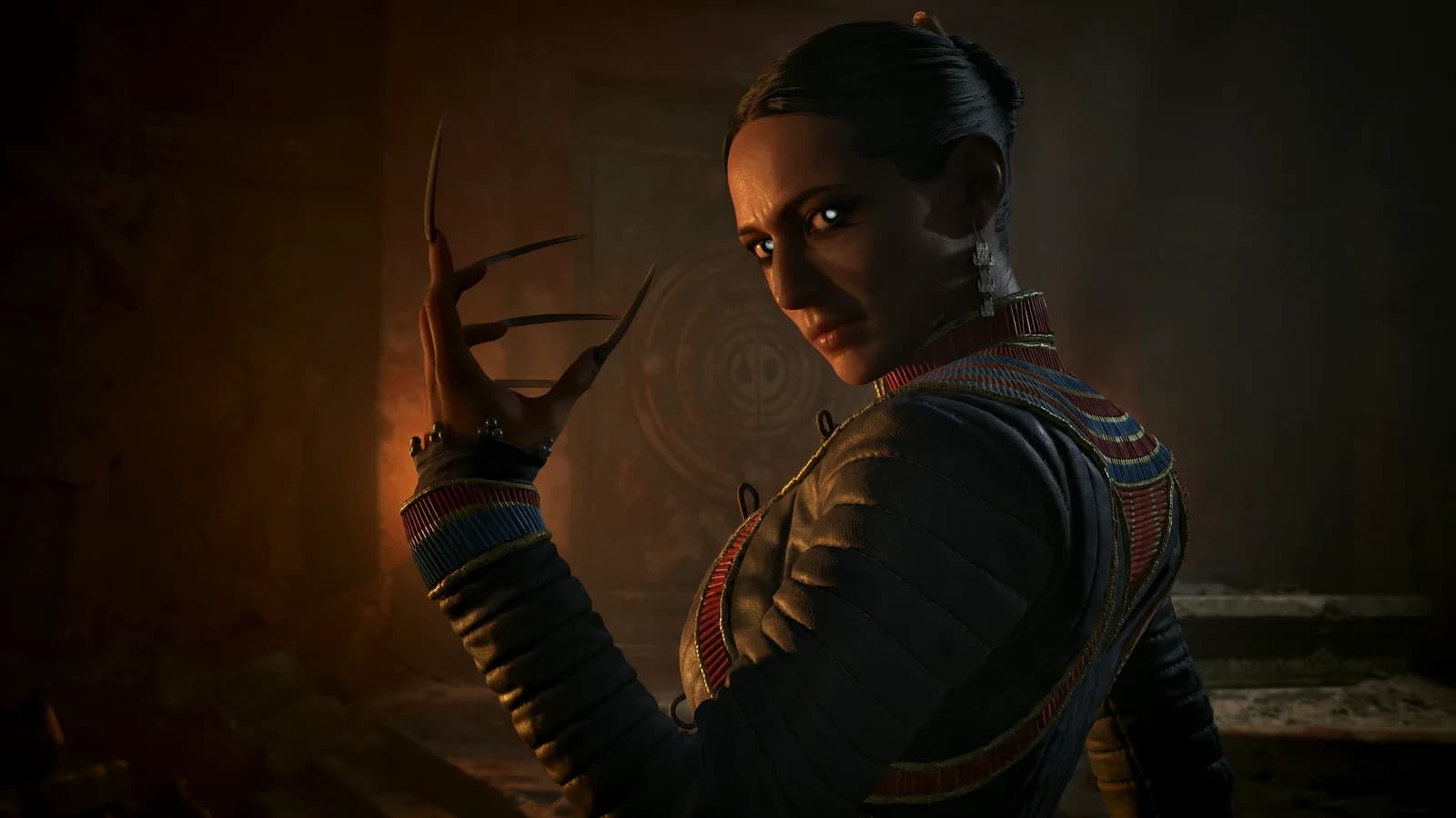 Lacra turns toward the viewer with her claws extended