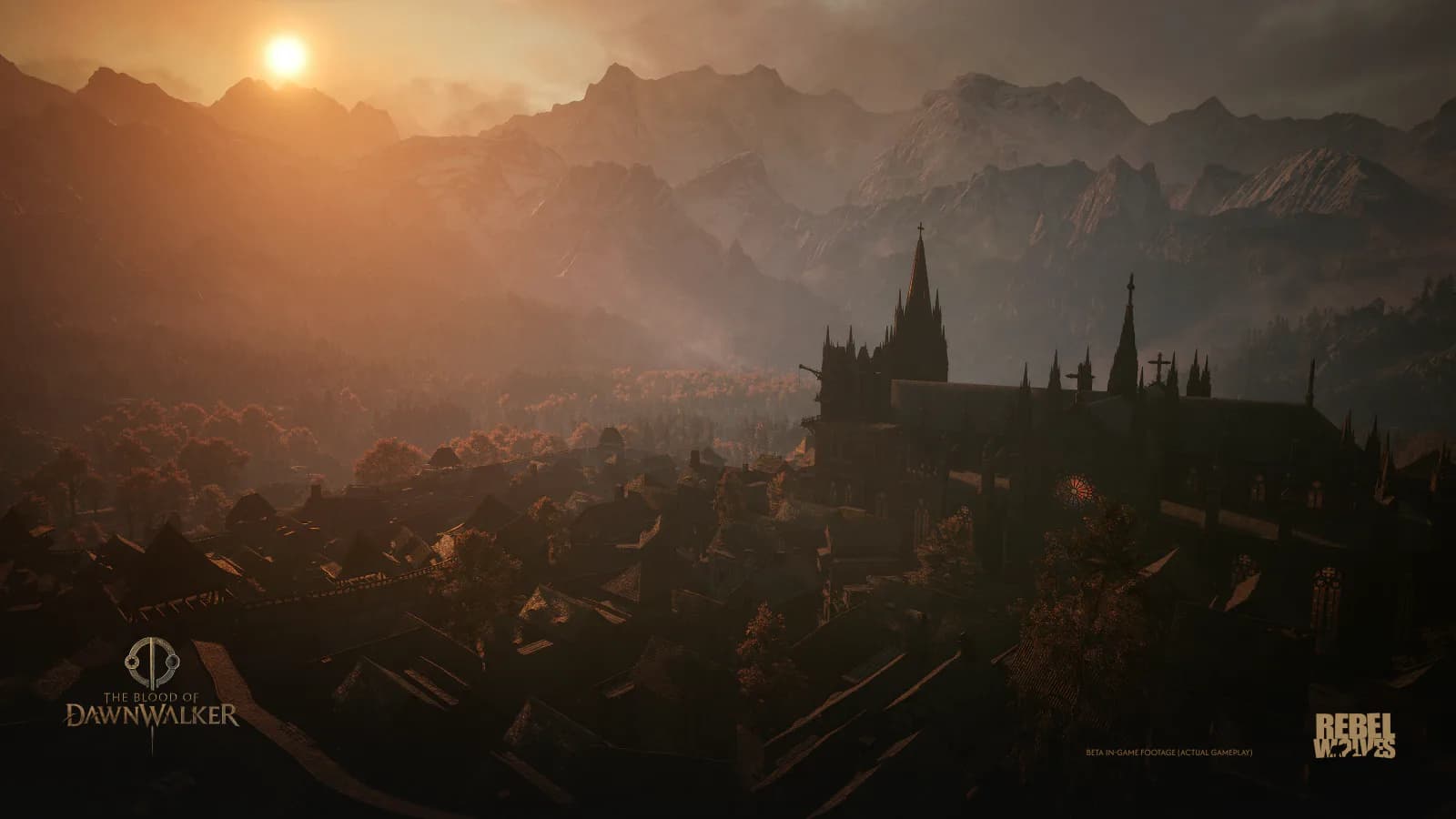 Vale Sangora and its castle at sunrise in The Blood of Dawnwalker