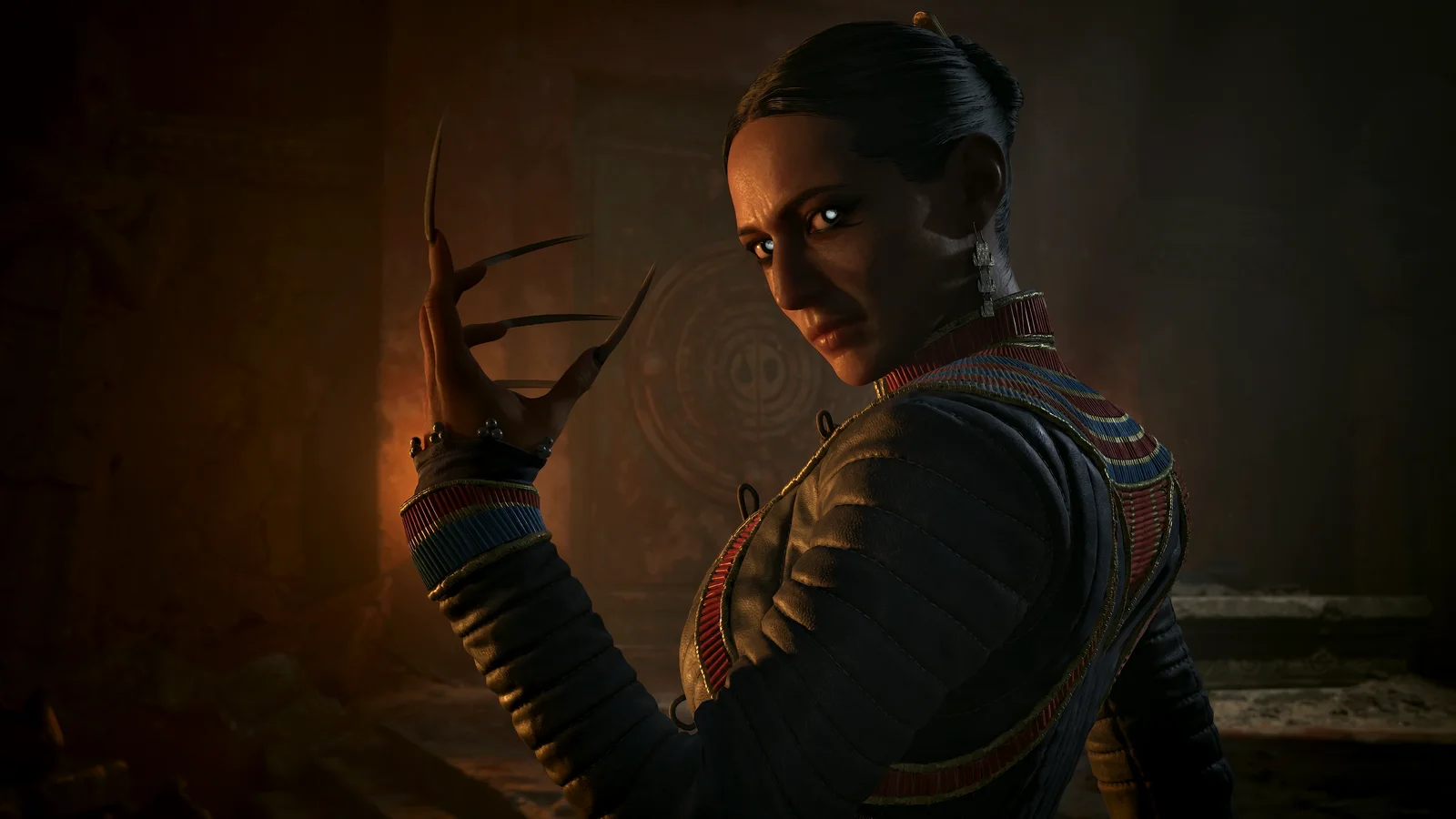 Lacra turns toward the viewer with her claws extended